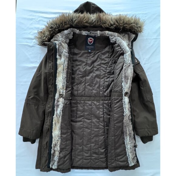 1 Madison Expedition Women's Faux Fur Trim Hood Parka Jacket Green Size Large - Picture 2 of 12